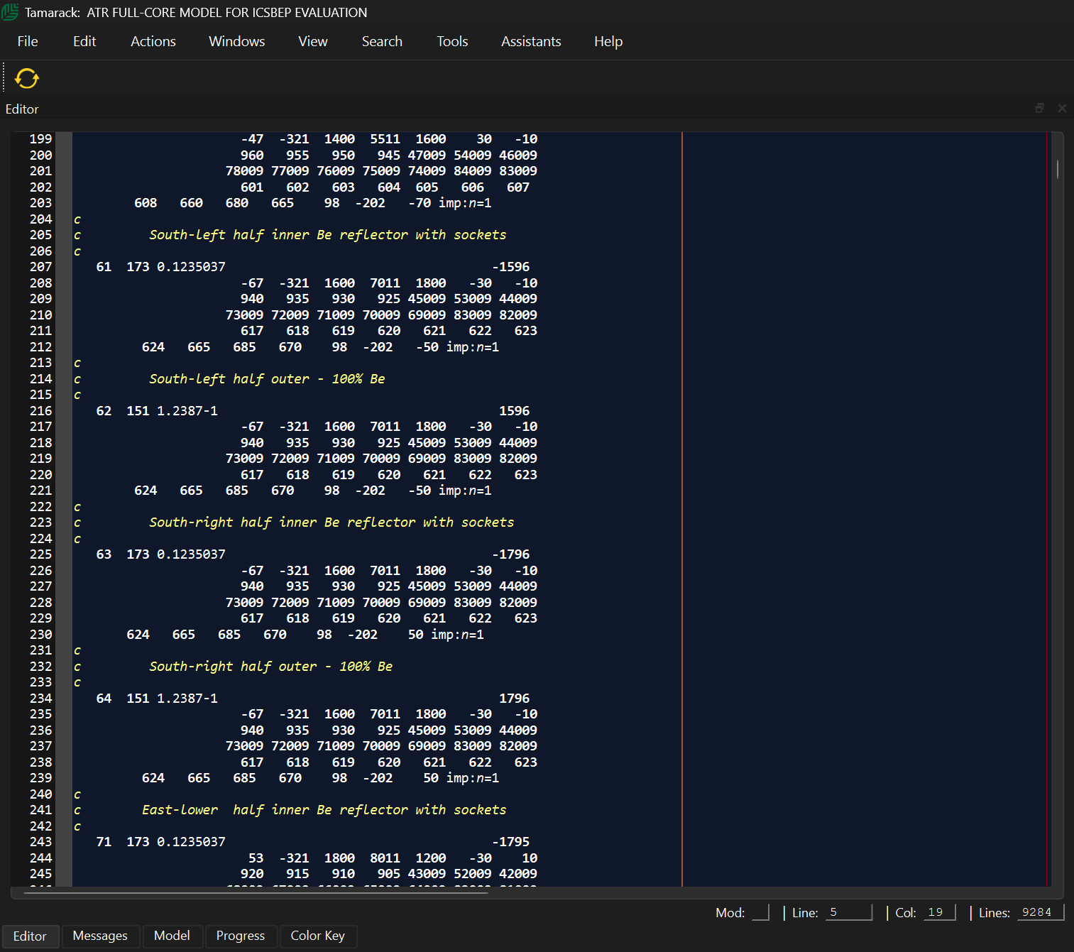 MCNP input template