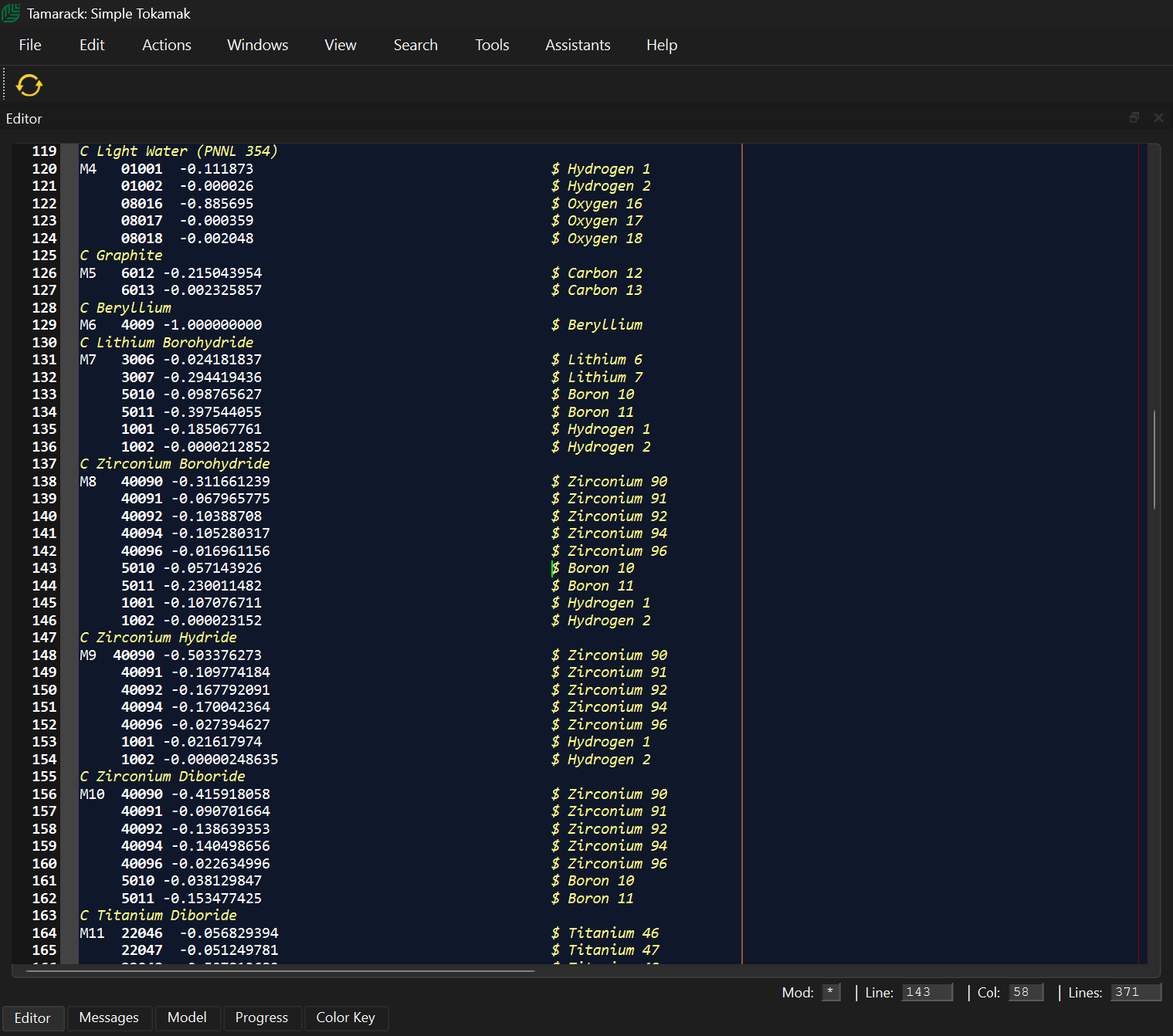 MCNP editor tools